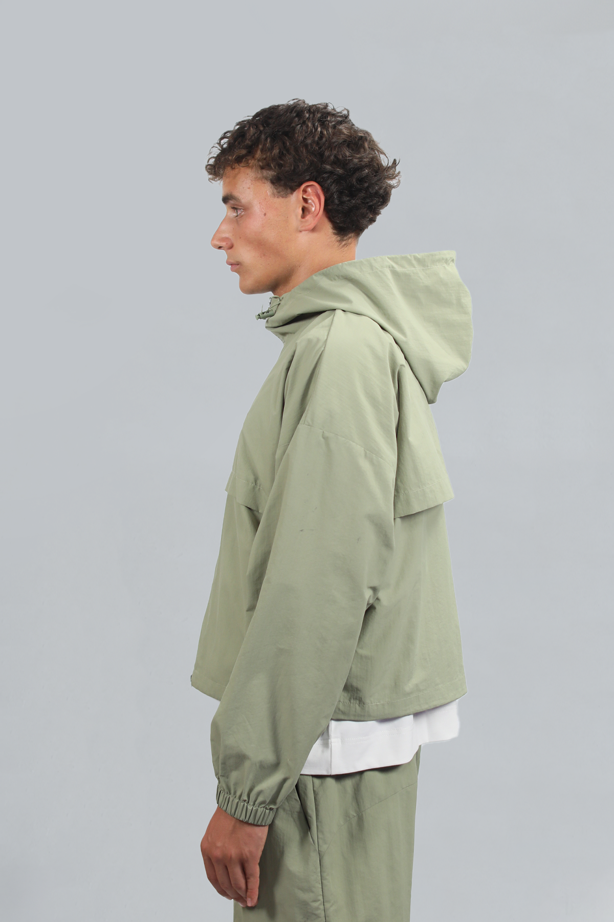Seafoam Green Nylon Windbreaker Jacket