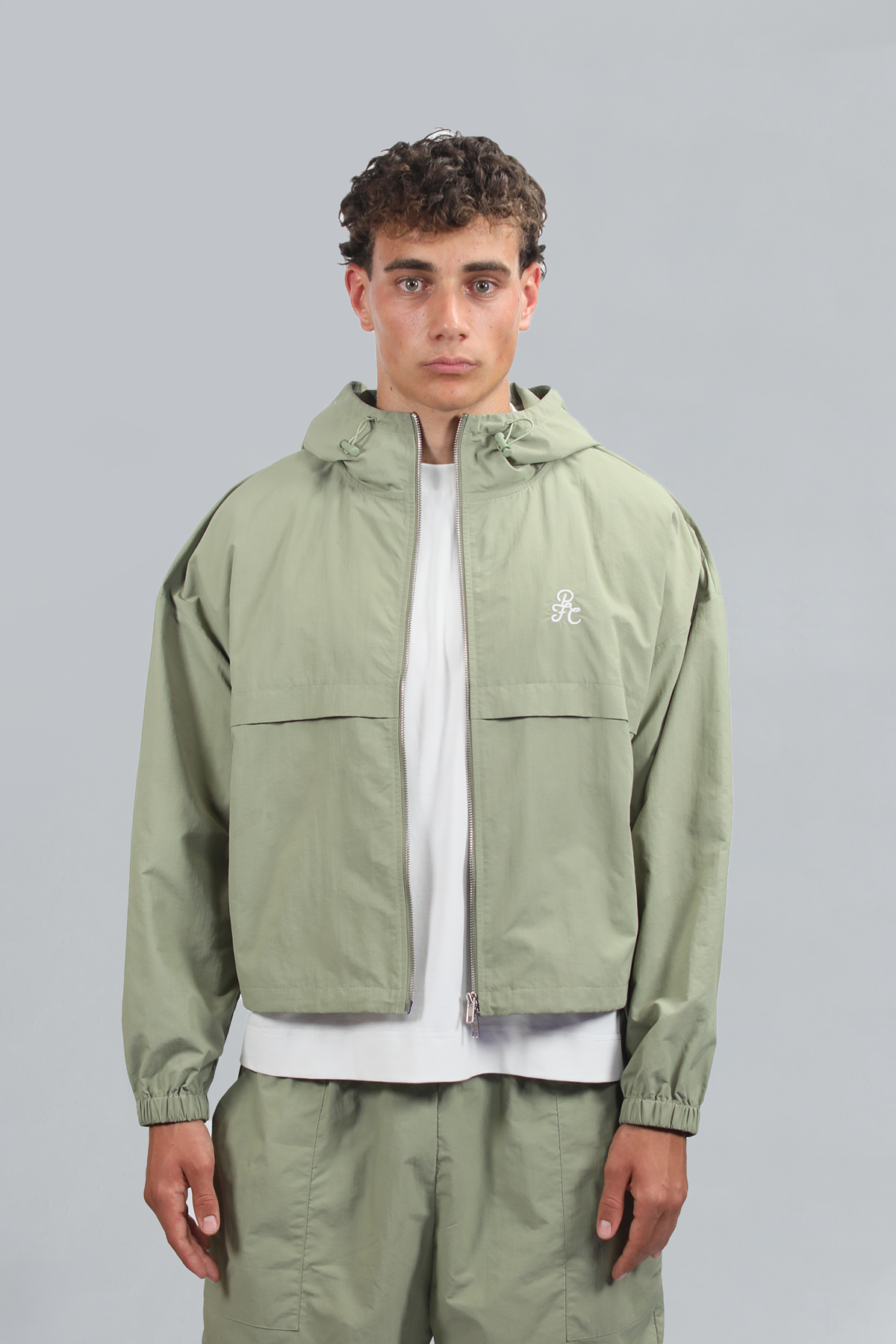 Seafoam Green Nylon Windbreaker Jacket
