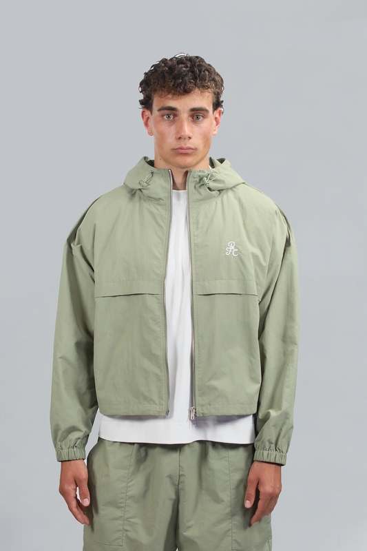 Seafoam Green Nylon Windbreaker Jacket