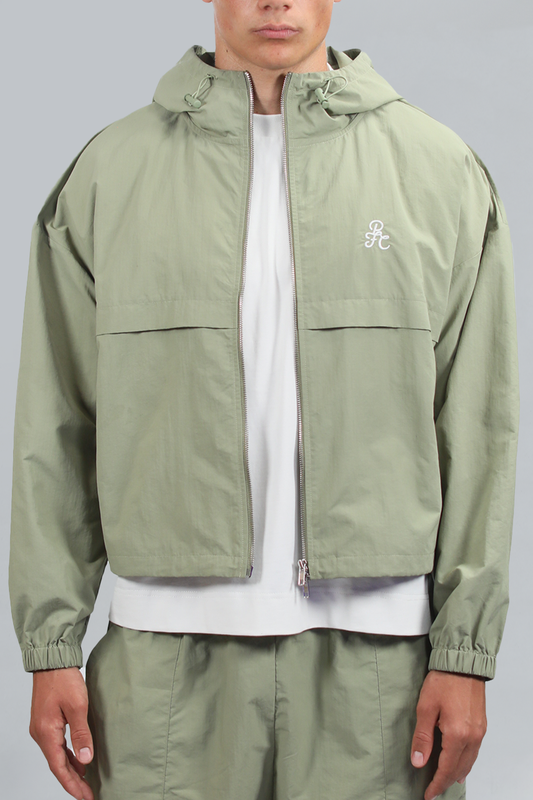 Seafoam Green Nylon Windbreaker Jacket