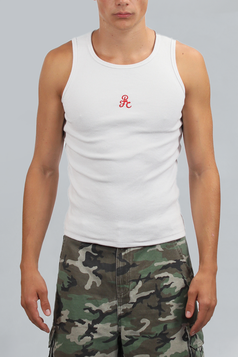 White Ribbed Tank Top